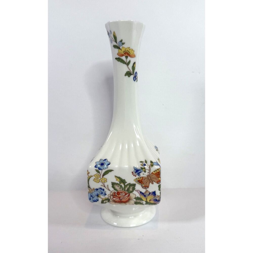 VTG Aynsley Cottage Garden Bud Vase Bone China Made in England Square Base